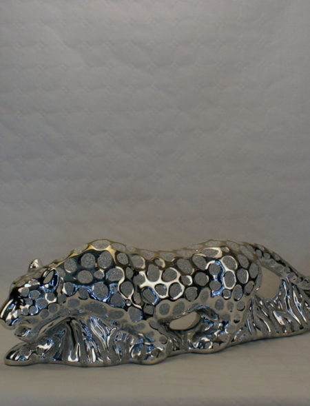 Leopard på jorden - Sølv med diamanter - 1